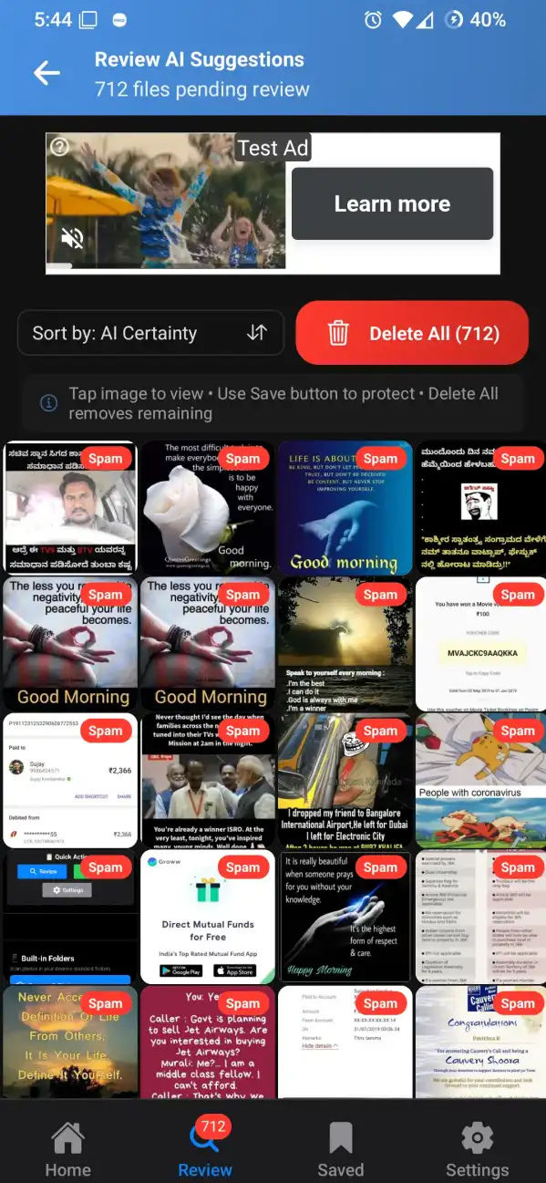 SmartCleno Review Screen