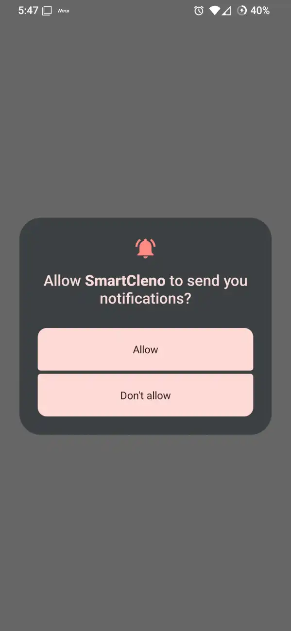 Example of permission prompts in SmartCleno
